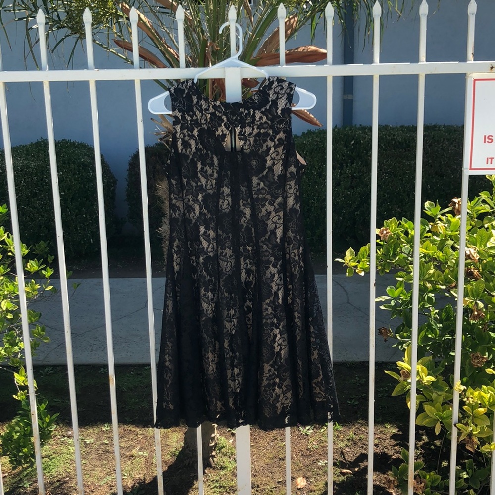 Gorgeous Black Lace and Nude dress